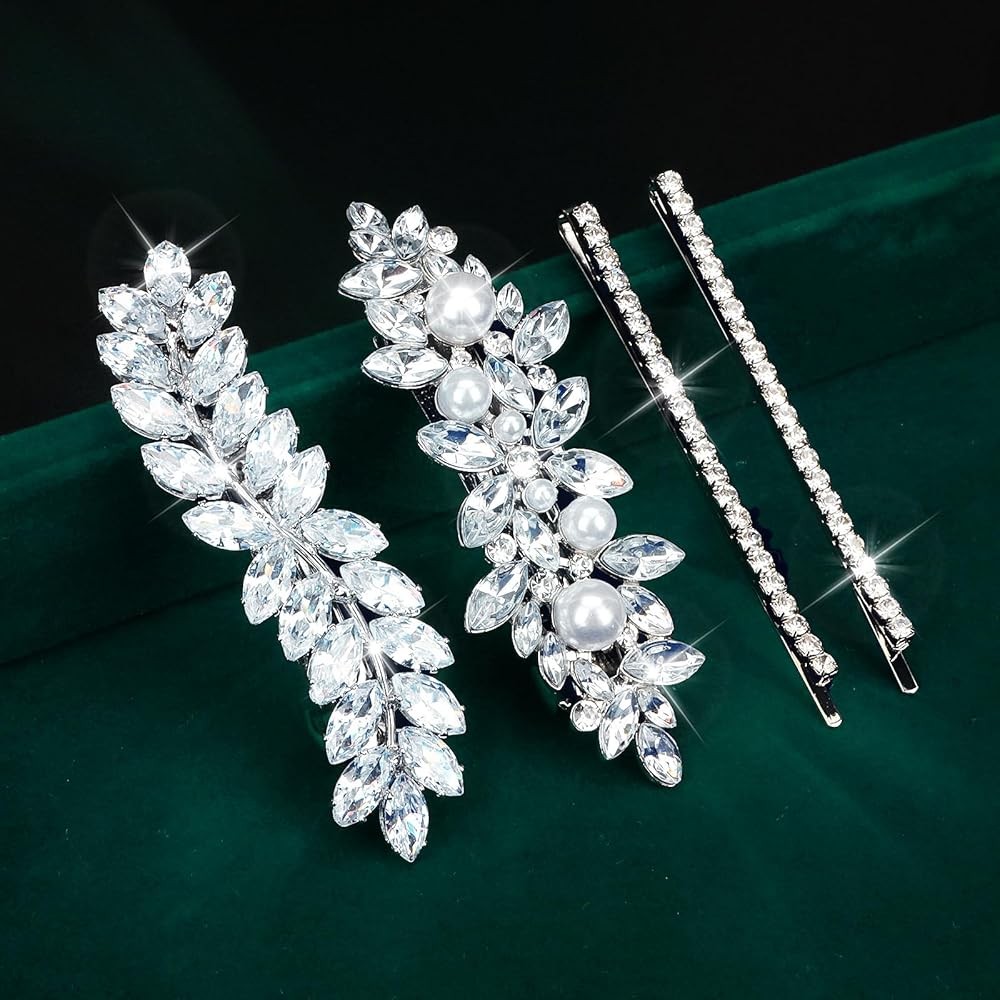s, Rhinestone Hair Pins for Women, Sier Bridal Barrettes