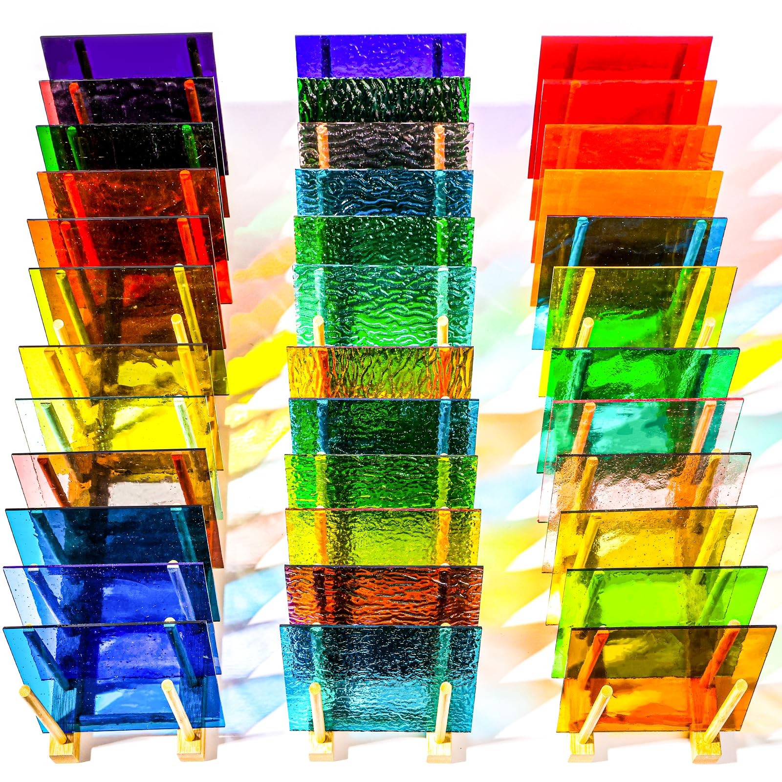 36 Sheets Transparent Stained Glass 4 x 6 inches, Mix 36 Colors