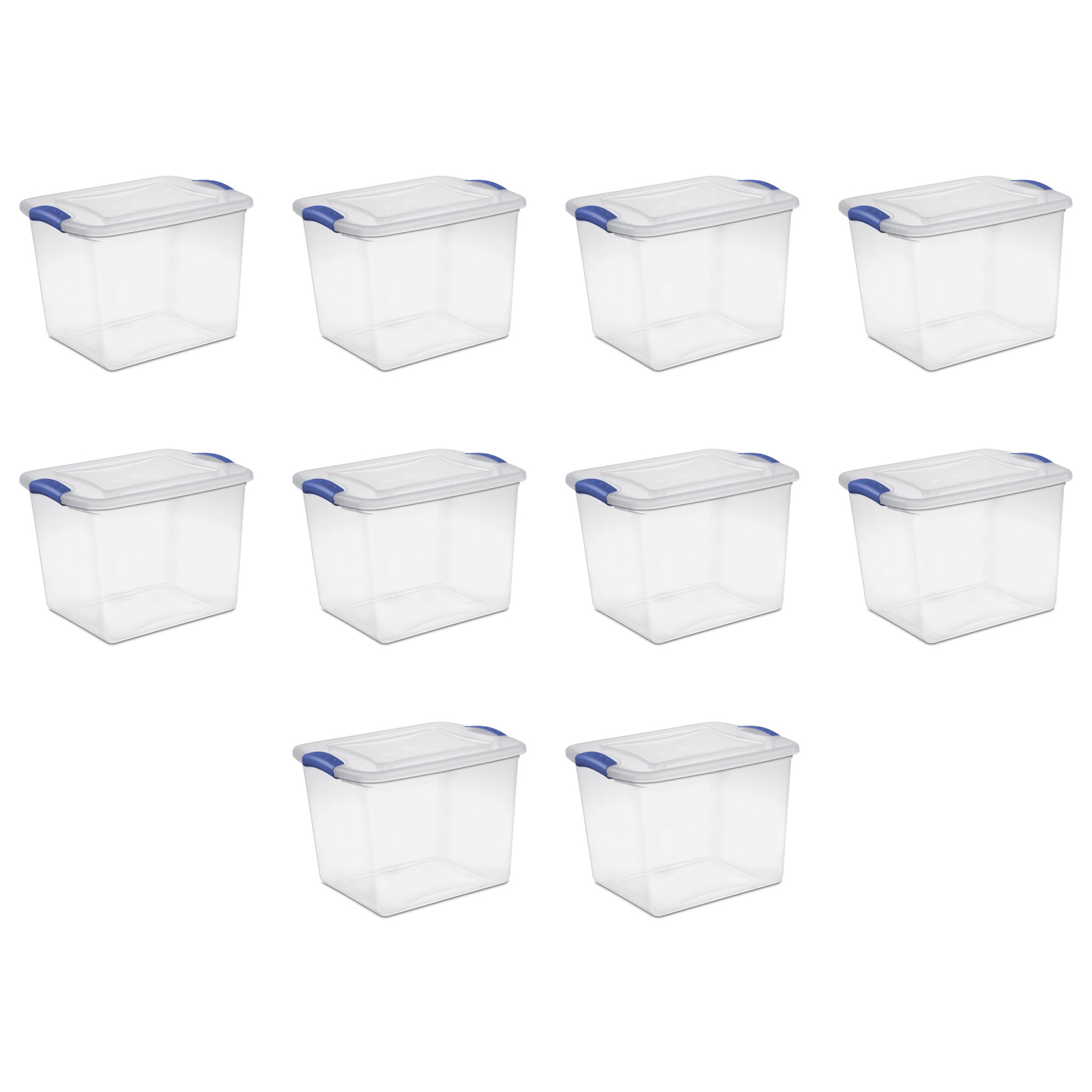 (4 pack) 27 Quart Clear Plastic Storage Container with Latch Lid, Blue