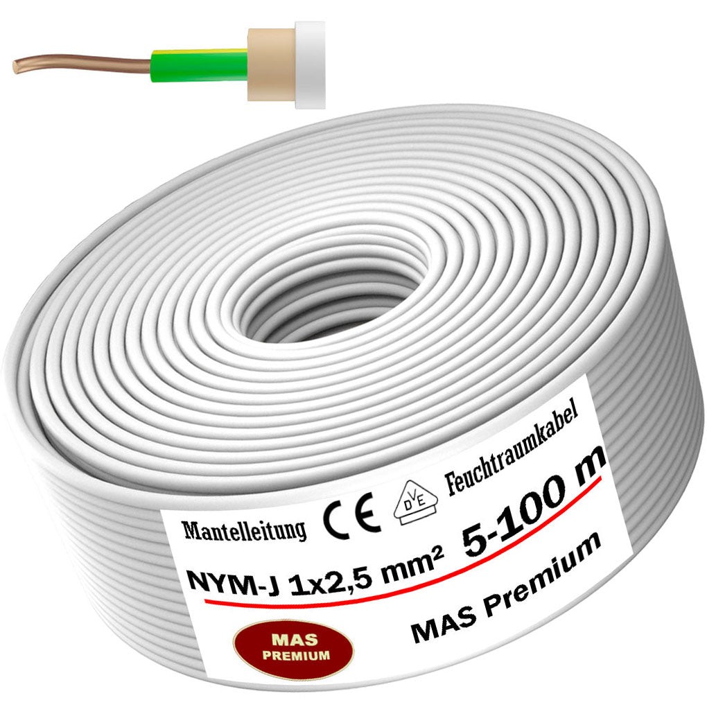 5-100 m wet room cable power cable sheath cable NYM-J 1 x 2.5 mm² electrical ...