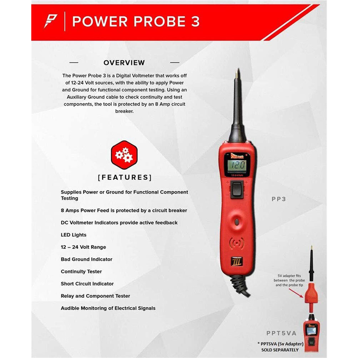 Power Probe PP3CSRED PP3 Clam Shell Red