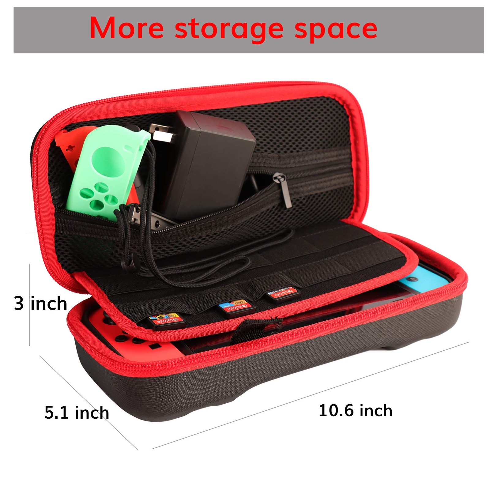 Switch OLED Accessories Kit - Game Bundle, Wheel, Caps, Case, Protector