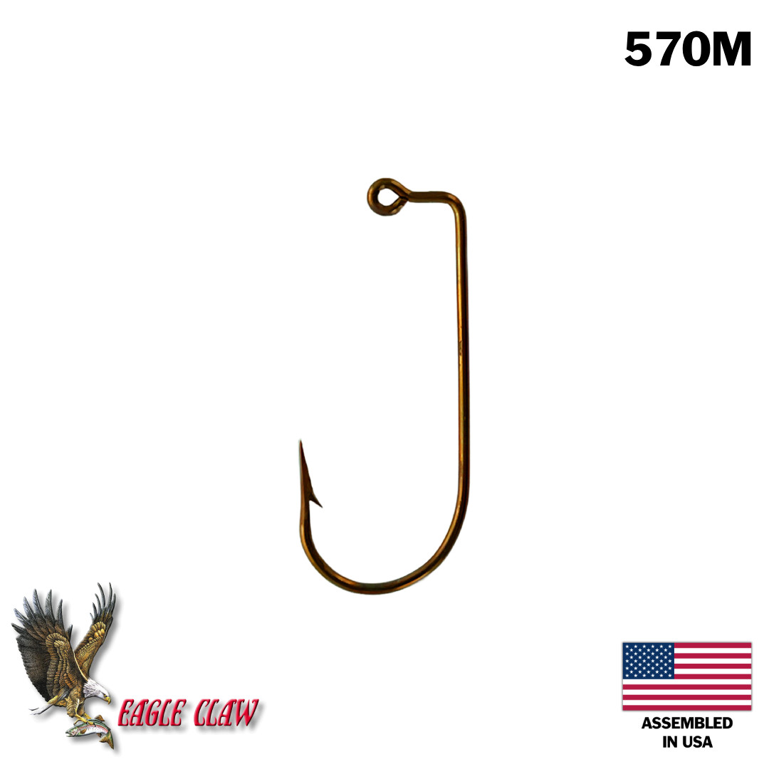 100 pack EAGLE CLAW Aberdeen Jig 570M Bronzed #1 #5/0