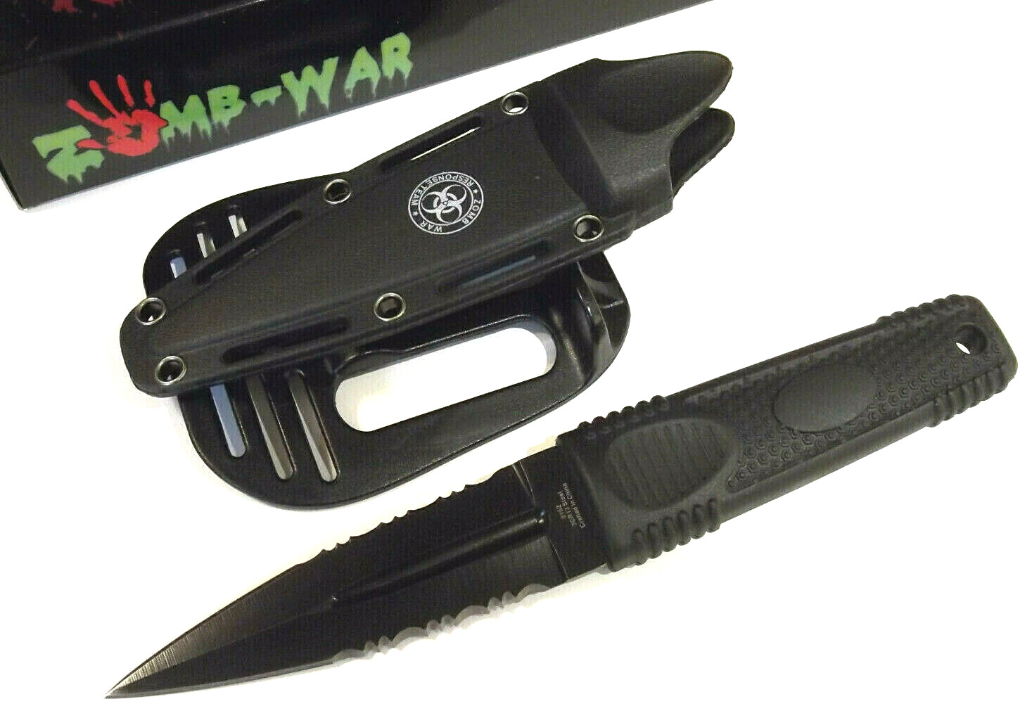 ZOMB-WAR 8162 Black Dagger partial serrate double edge knife 7 3/4" overall NEW!