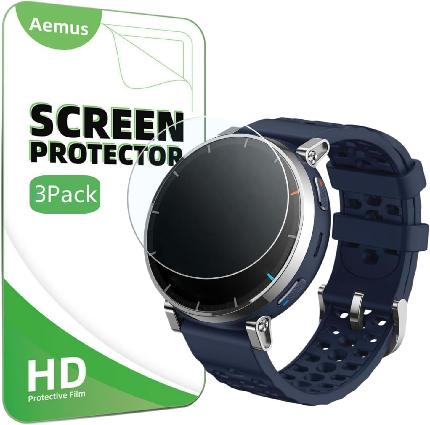 Screen Protector Compatible for Amazfit Active 3 Premium Smartwatch (3 Pack) Cle