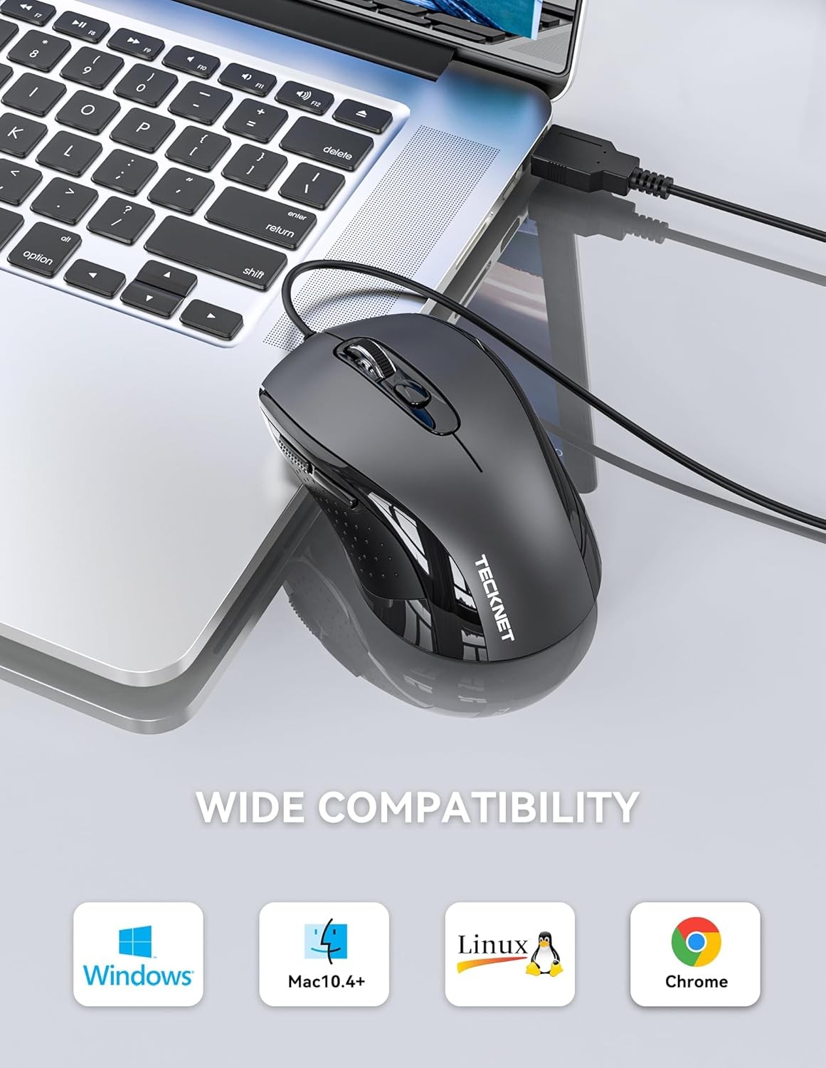 USB-A Wired Mouse for Laptop and Computer with 6-Button 5FT