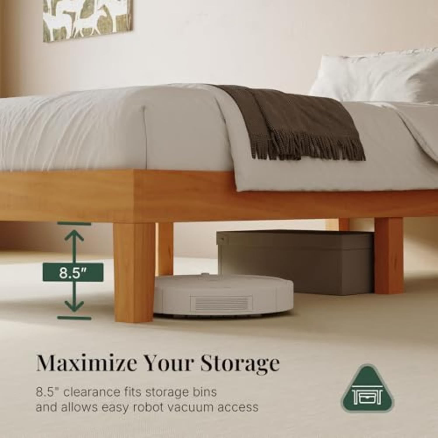 12-Inch Solid Wood Platform Bed | Wooden Slats No Box Spring Needed