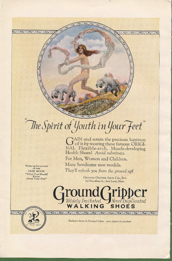 Magazine Ad - 1923 - Ground Gripper Shoes - East Lynn, MA - nude