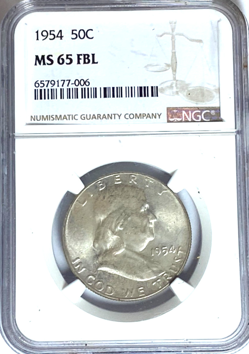 1954 50c Franklin Silver Half Dollar NGC MS65 FBL Philadelphia