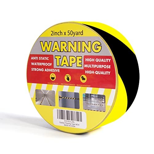 Hazard Caution Tape, 2inch x 150 Feet(50yds) Self black and yellow/1roll