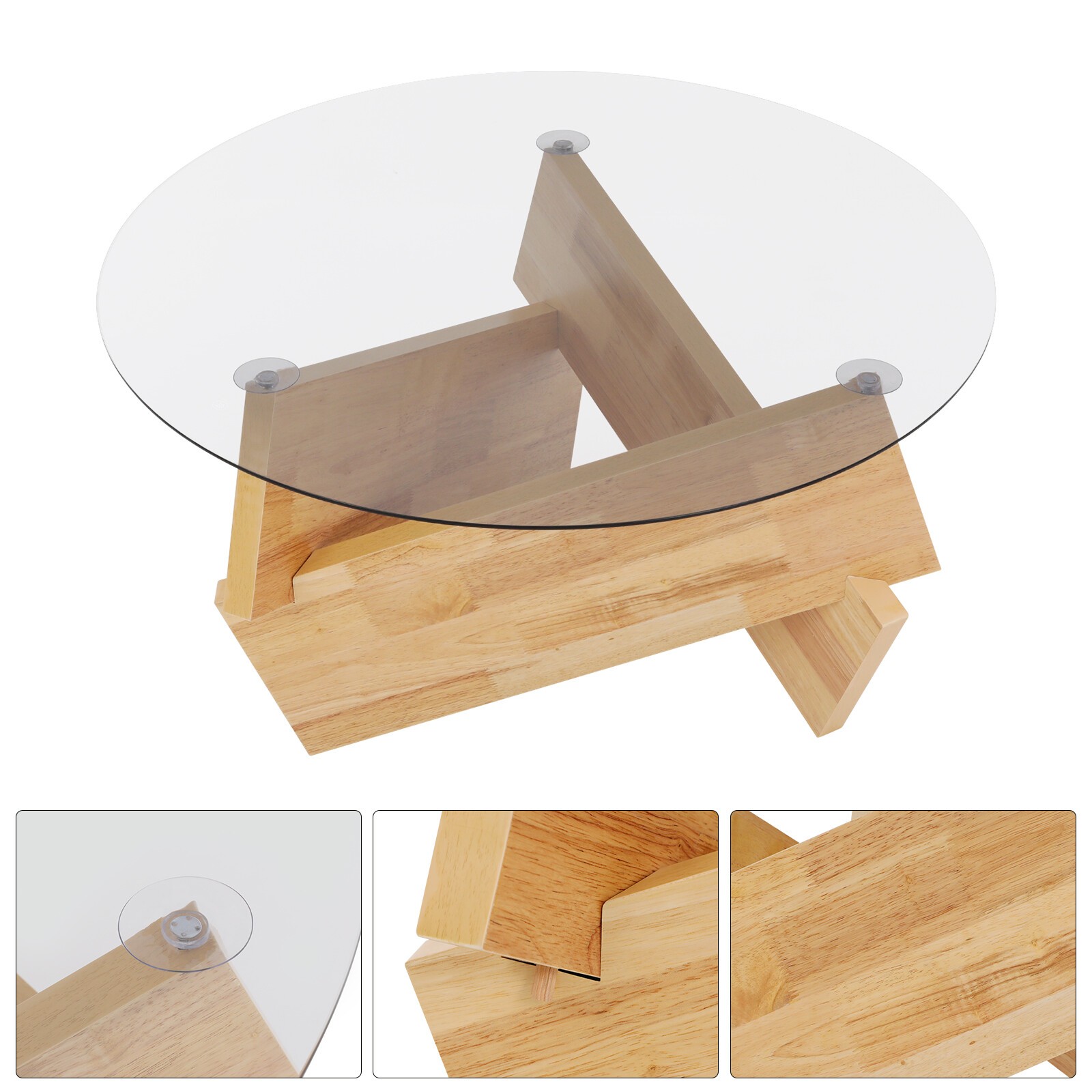 16.1'' H Round Modern SideTable Side Table with Tempered Glass Top End Table ?