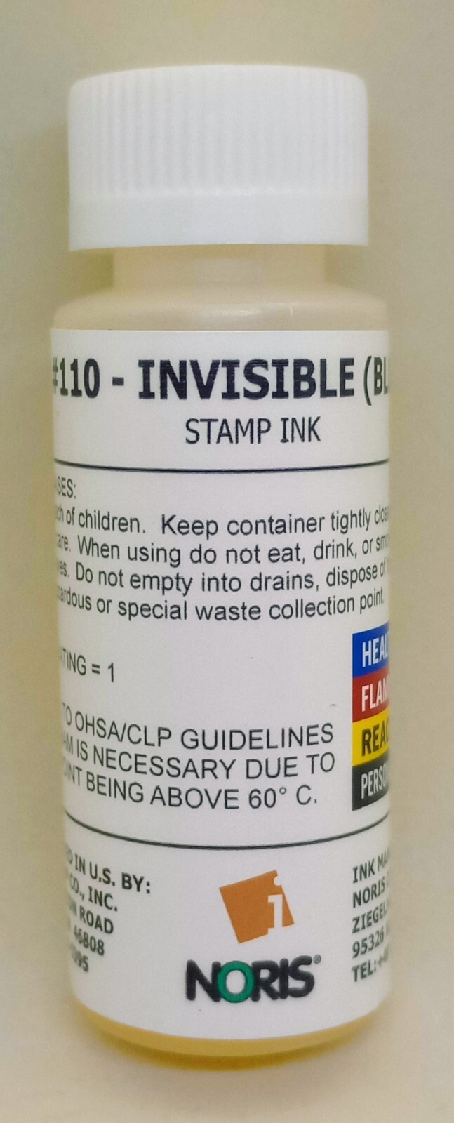 Noris #110 UV Invisible Blue Quick Dry Marking Ink 2oz Bottle