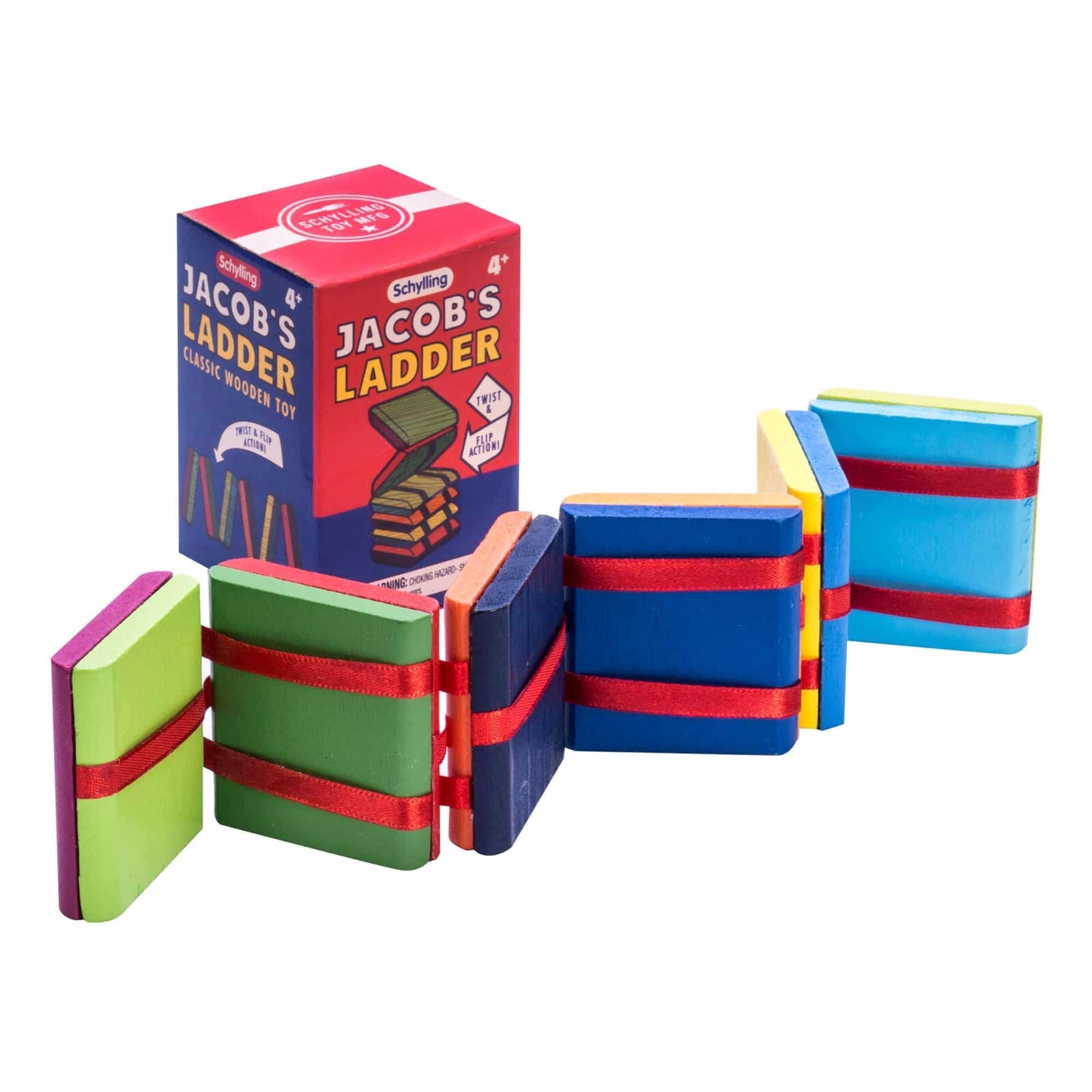 Schylling Colored Wooden Jacob's Ladder #JLB Classic Toy, Wood, Optical Illusion