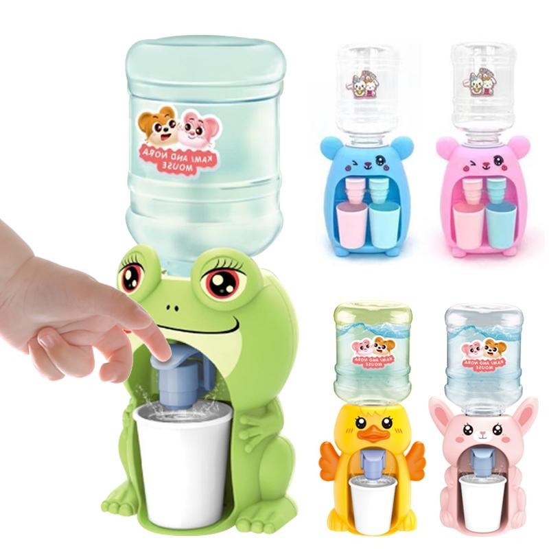 Mini Dual Water Dispenser Playset with Cold Warm Drink Simulation for Kids