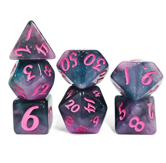 🌙🌸Dream Orchid Dice Set | RPG DnD Dungeons Dragons AD&D Pathfinder d20