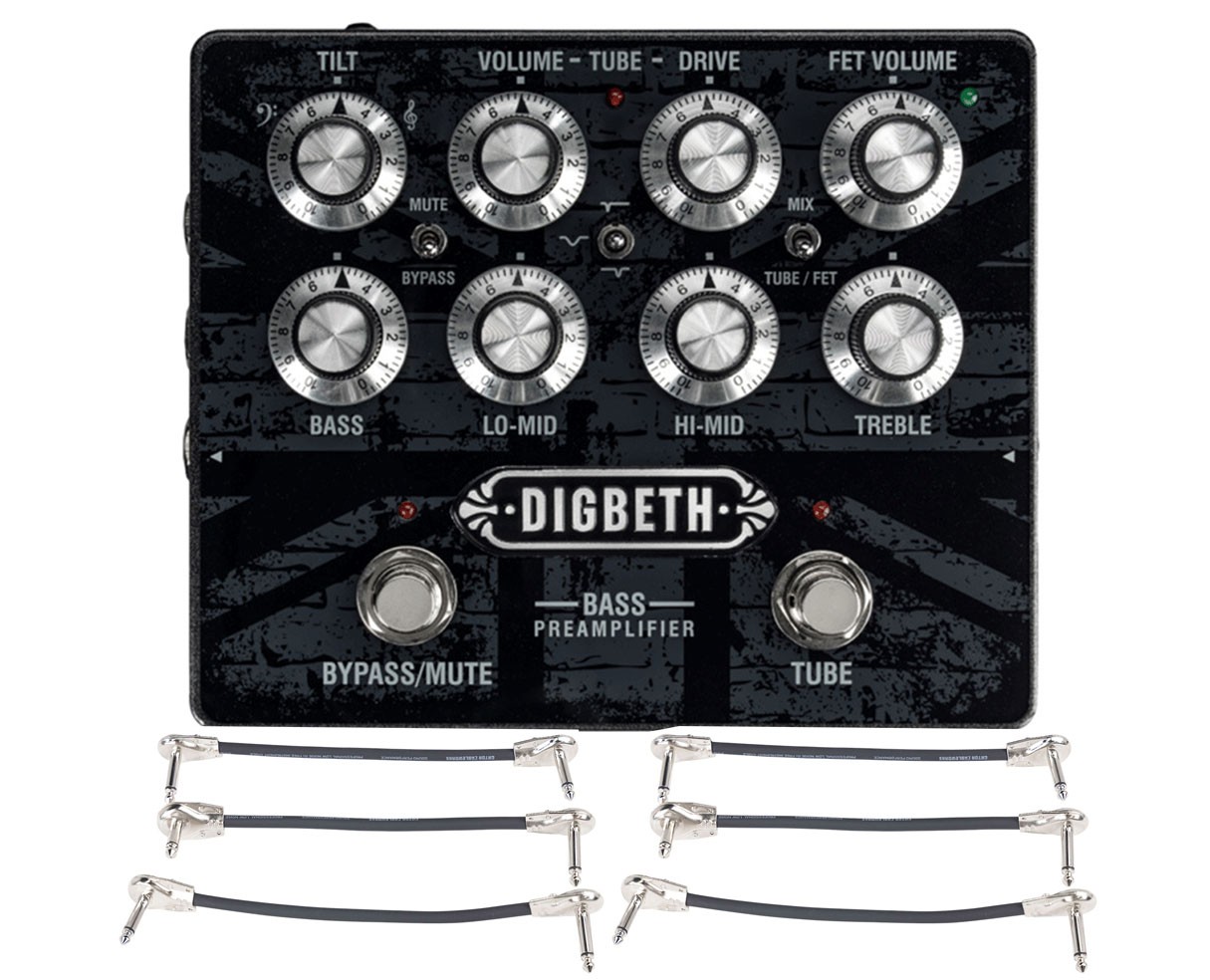 Laney Digbeth Series Bass Guitar Preamp Pedal + 2x Gator Patch Cable 3 Pack