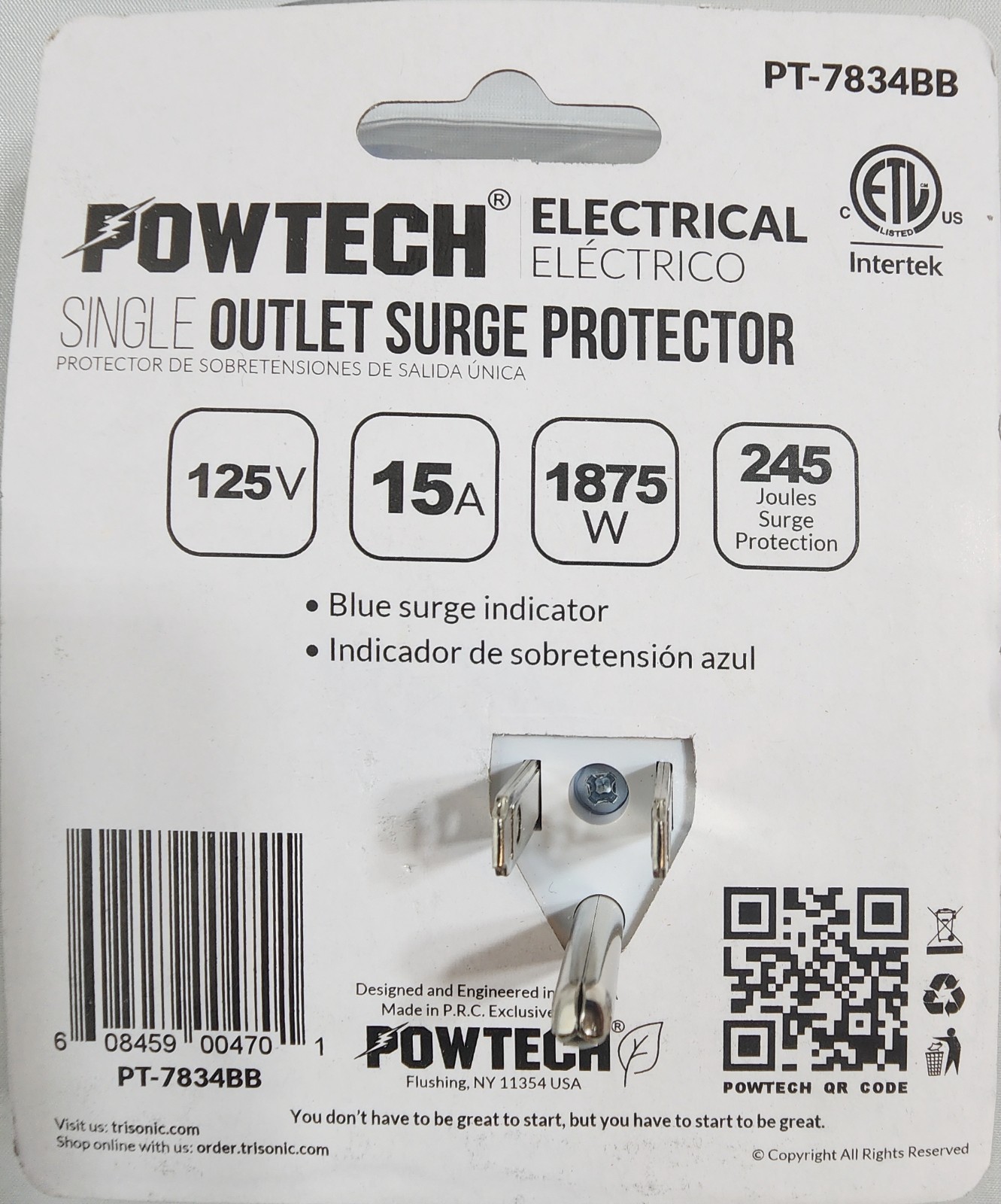 4-Pack Powtech Surge Protector Outlet Wall Plug Single Outlet Voltage Protection