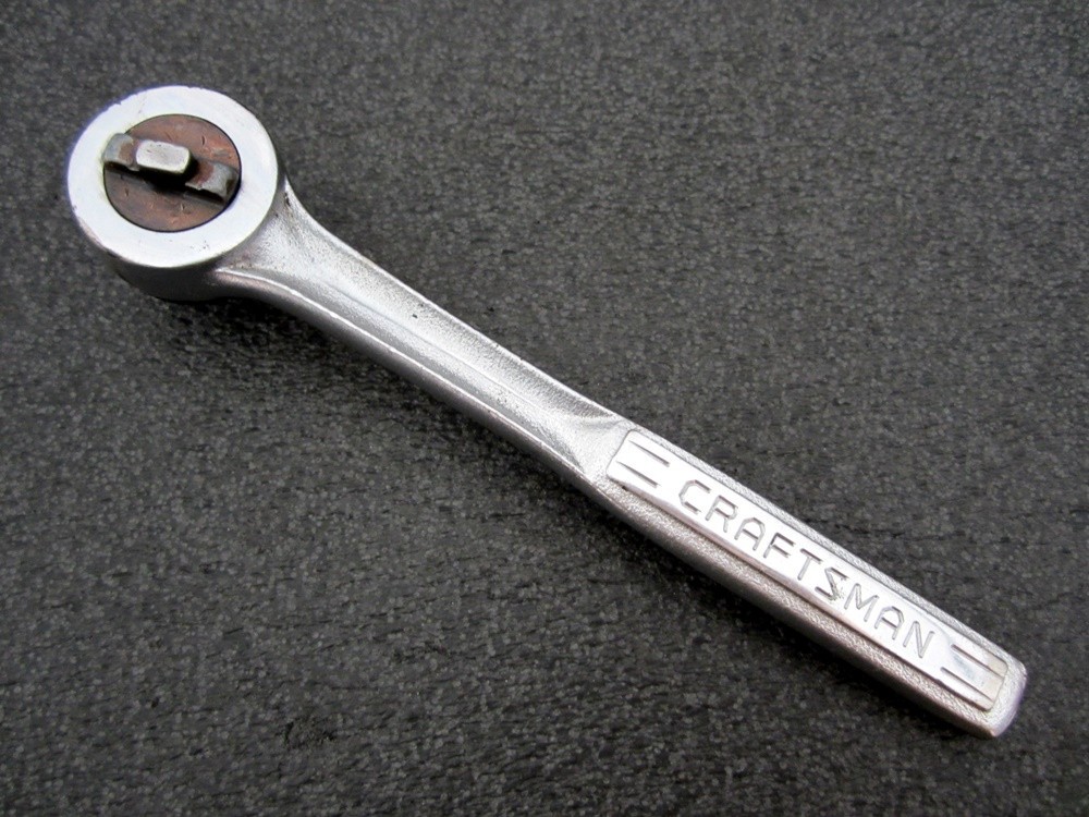 Vintage Craftsman RHFT 3/8" Drive Ratchet 43788 -V- Patent Handle Made in USA