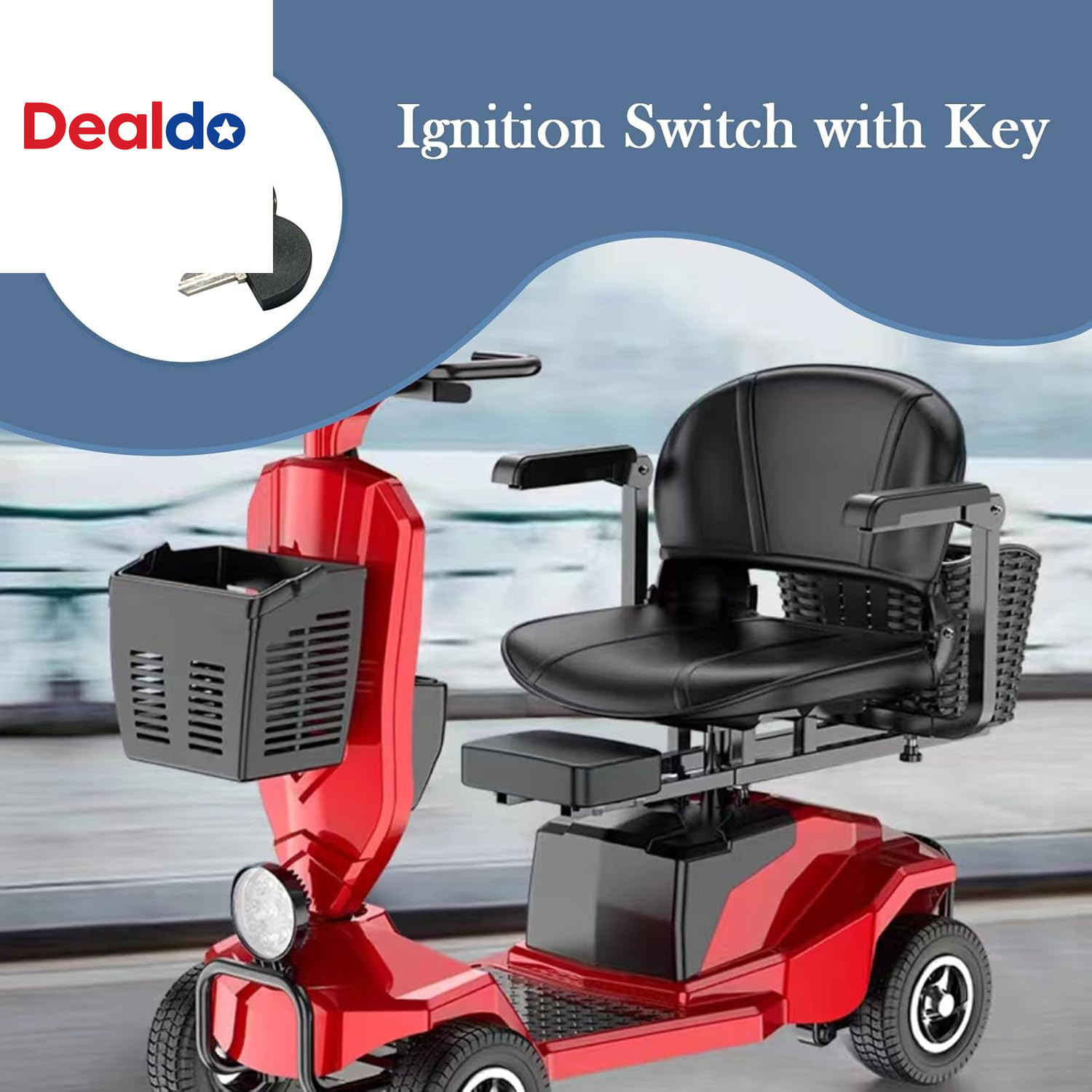 Mobility Scooter Key Switch, Ignition Starter on off Switch Lock, Electric Vehic
