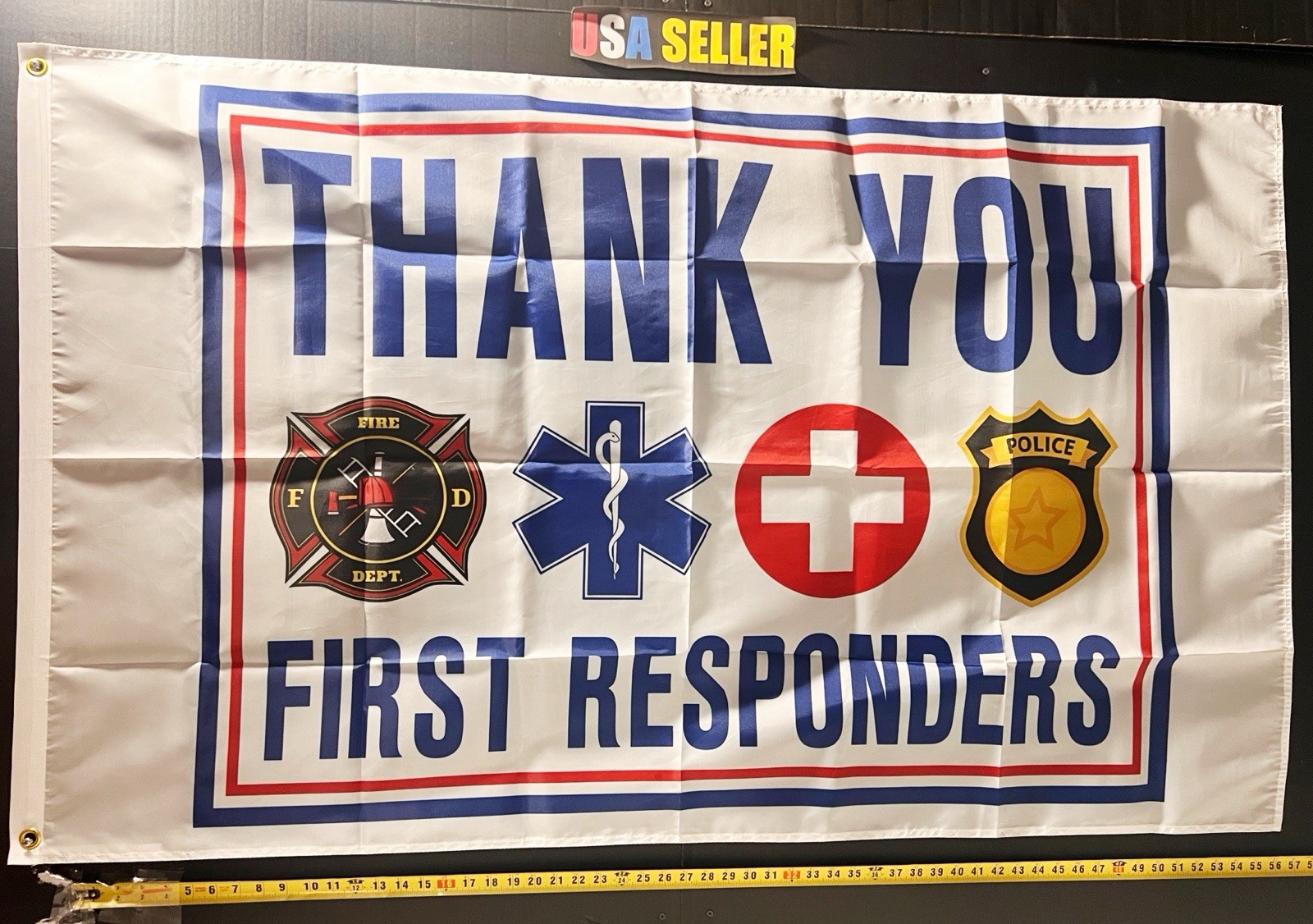 First Responder Thank You Flag FREE USA SHIP EMS Fire Police Healthcare Sign 3x5