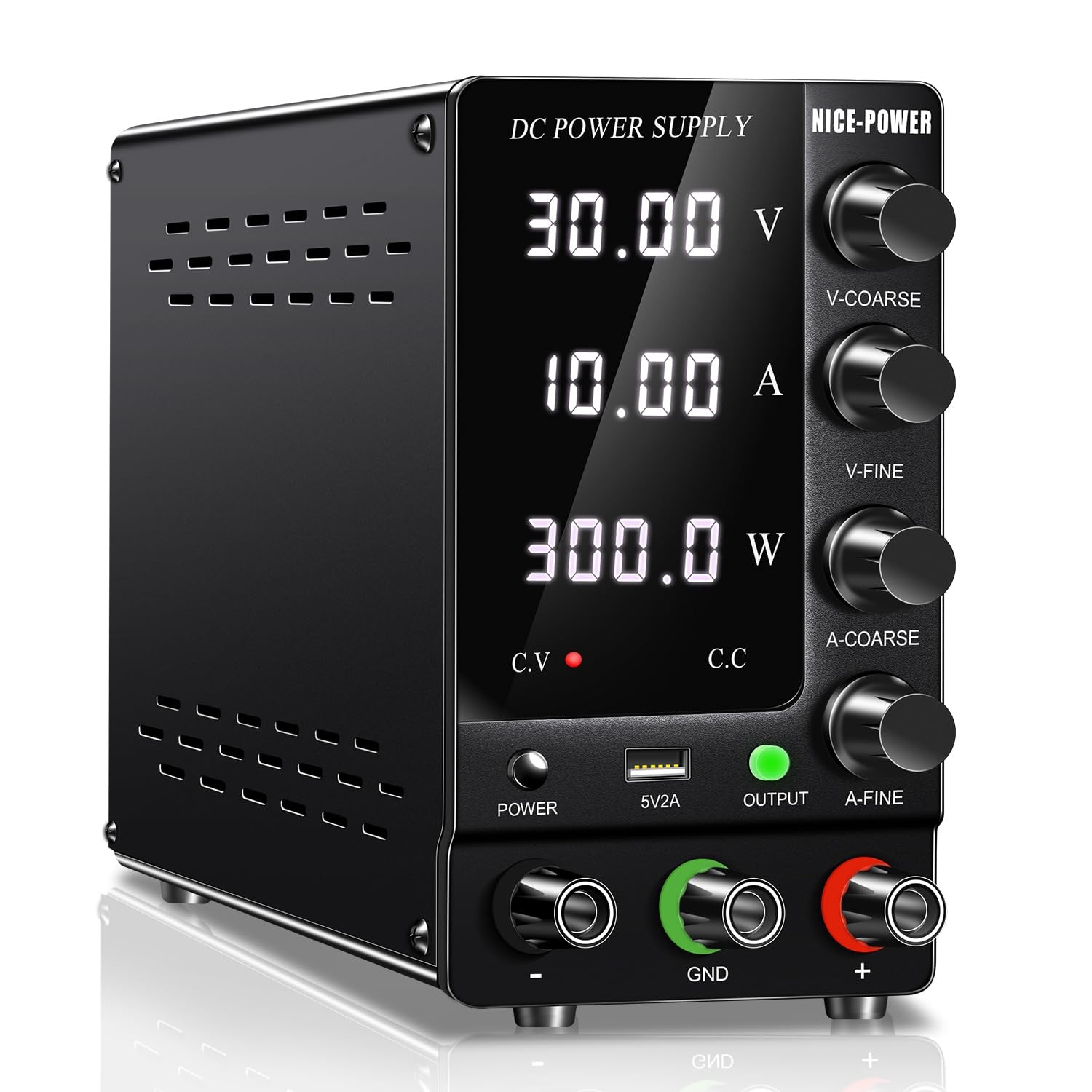 NICE-POWER DC Power Supply Variable 30V 10A, Adjustable Black