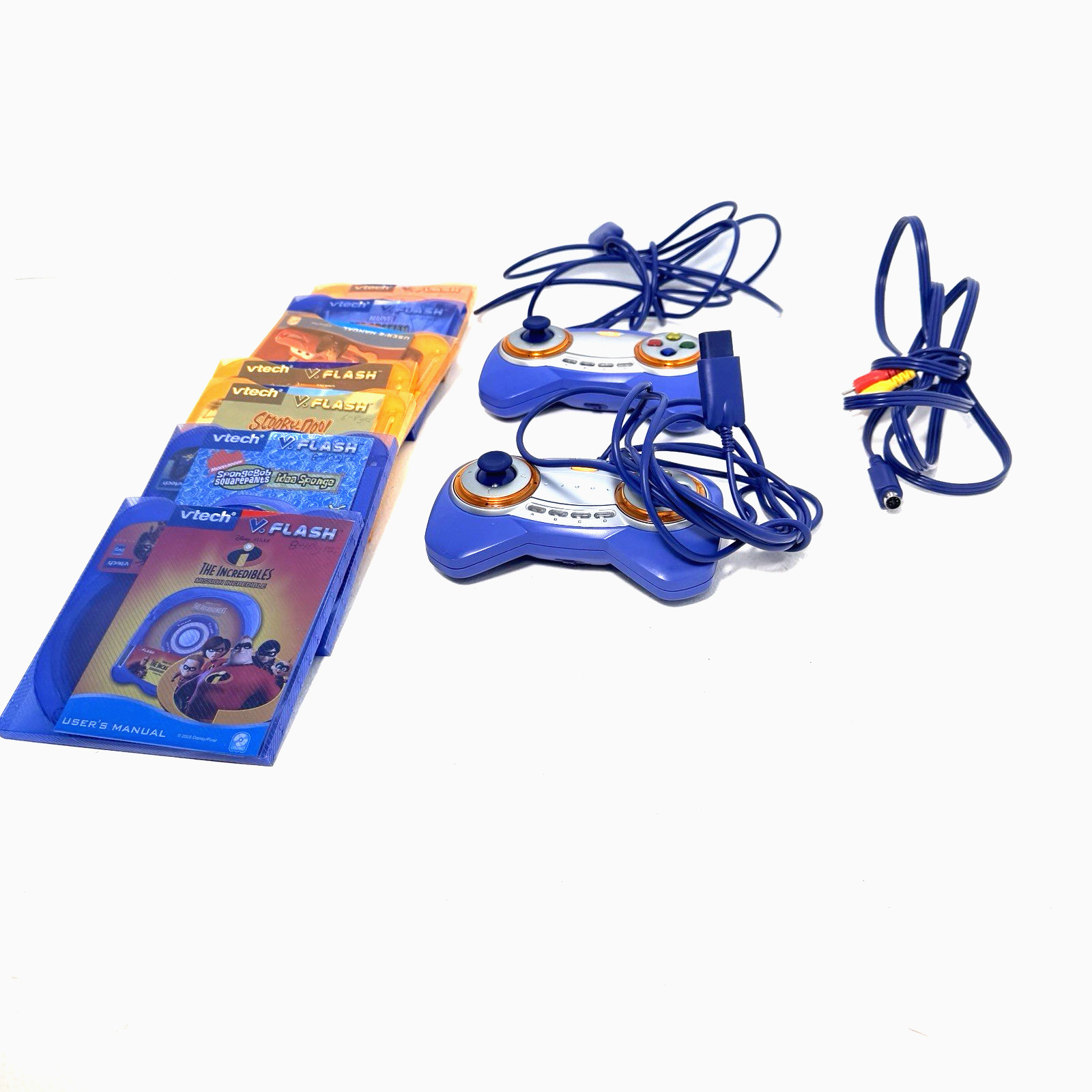 Vintage Y2K VTech V Flash Expansion Bundle 7 Games 2 Controllers & AV Cable