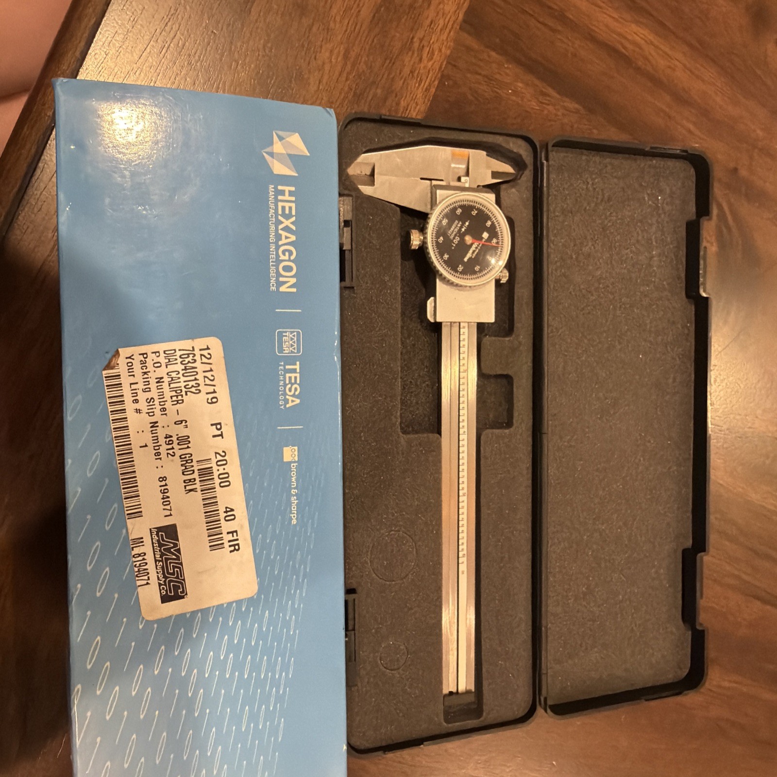 Tesa Hexagon Brown & Sharpe 00589021 Dial Caliper, Stainless Steel, Black