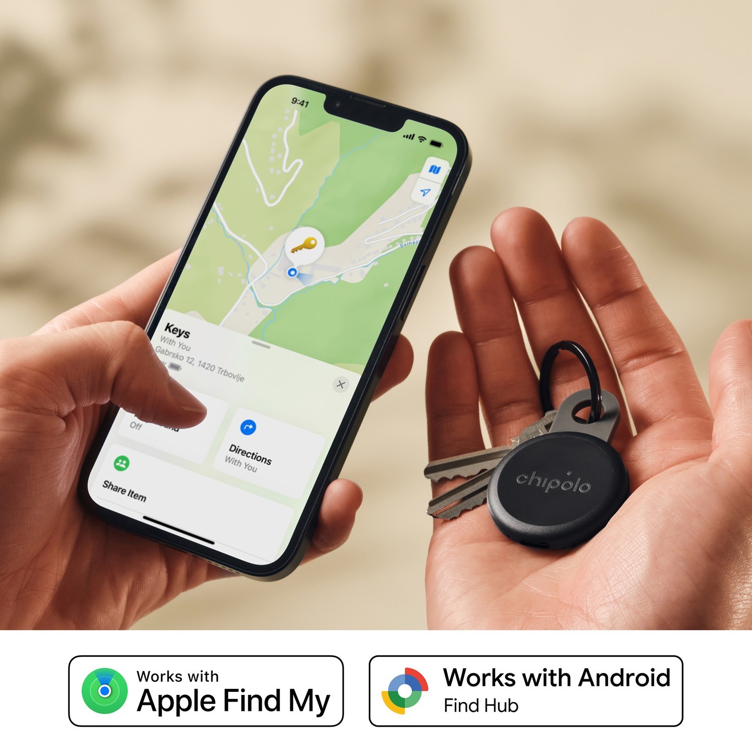 Chipolo® LOOP Rechargeable Device Tracking Tag (4 Pack; Charcoal)