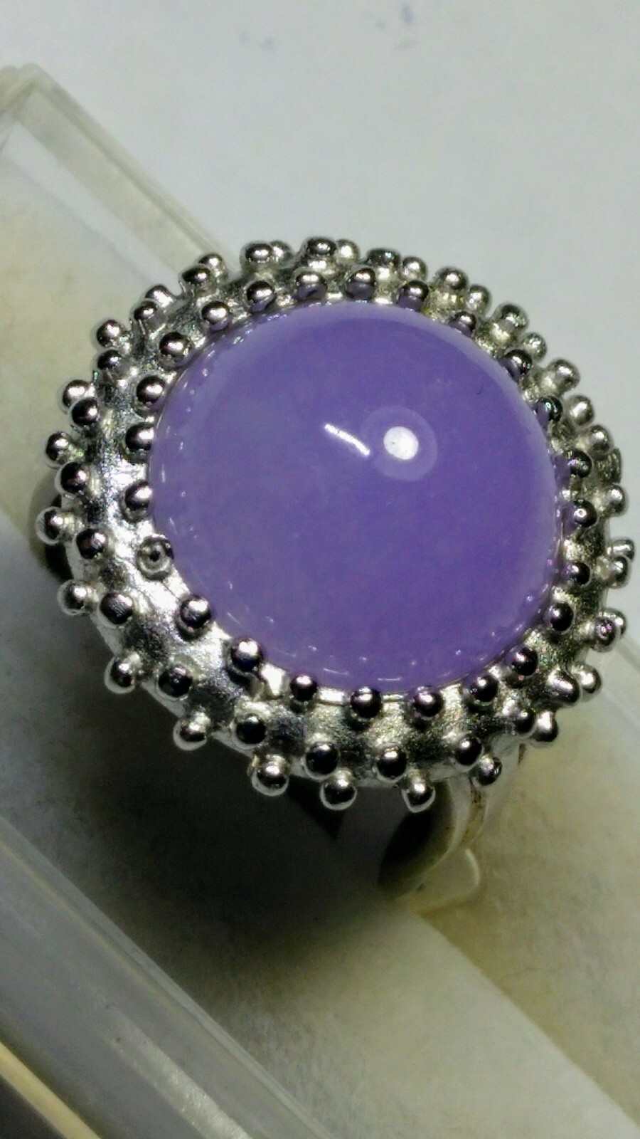 BEAUTIFUL MAUVE CHALCEDONY  IN STERLING SILVER DESIGNER RING SIZE 7.0-7.25