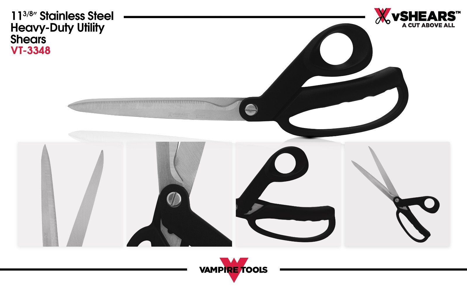 Vampire Tools VT-3348 vSHEARS 11 3/8" Kitchen Shears Heavy Duty Kitchen Scissors