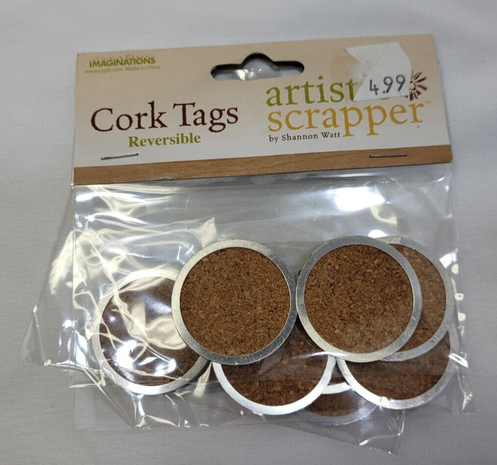 Artist Scrapper 12 Cork Tags NIP Reversible Shannon Watt Card Making Scrapbook