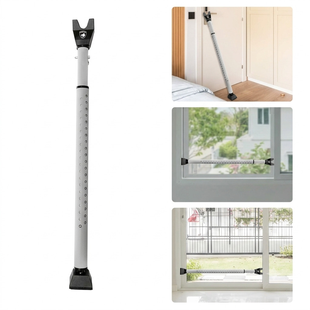 Door Security Bar Front and Patio Door Jammer Portable Floor Lock Patio Window