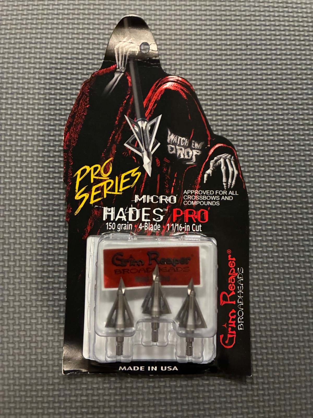 Grim Reaper Micro Hades 150 GRAIN 4 BLADE Broadheads NEW IN PACK!