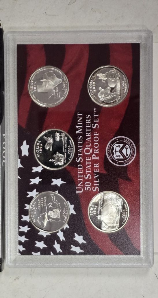 SS0504SQSCFO U.S. MINT 5 COIN YEAR 2004-S SILVER  QUARTERS PROOF SET FRESH OGP!!