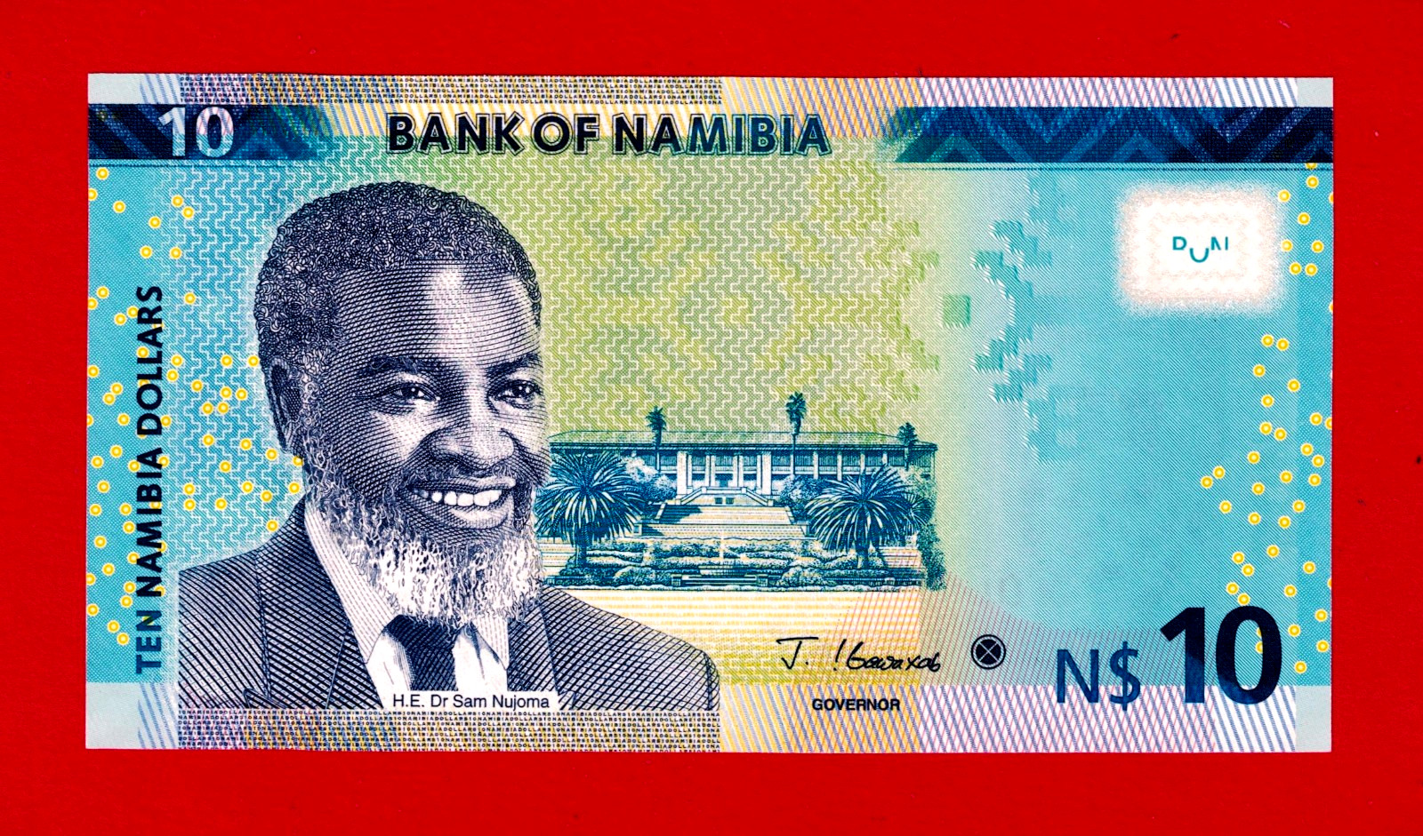 NAMIBIA 10 DOLLARS 2021 UNC NOTE Sign: Gov. I. W. Shiimi - Prefix: B (Pick-16b)