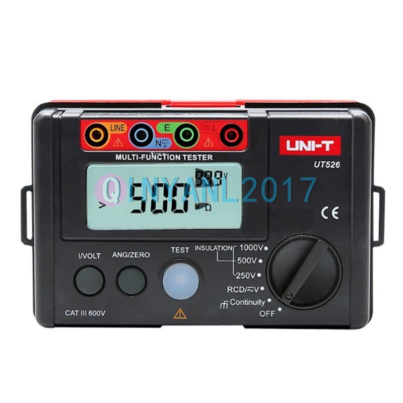 UT526 UNI-T Electrical Insulation Tester1000V 500MΩ RCD Test Continuity VAC/DC