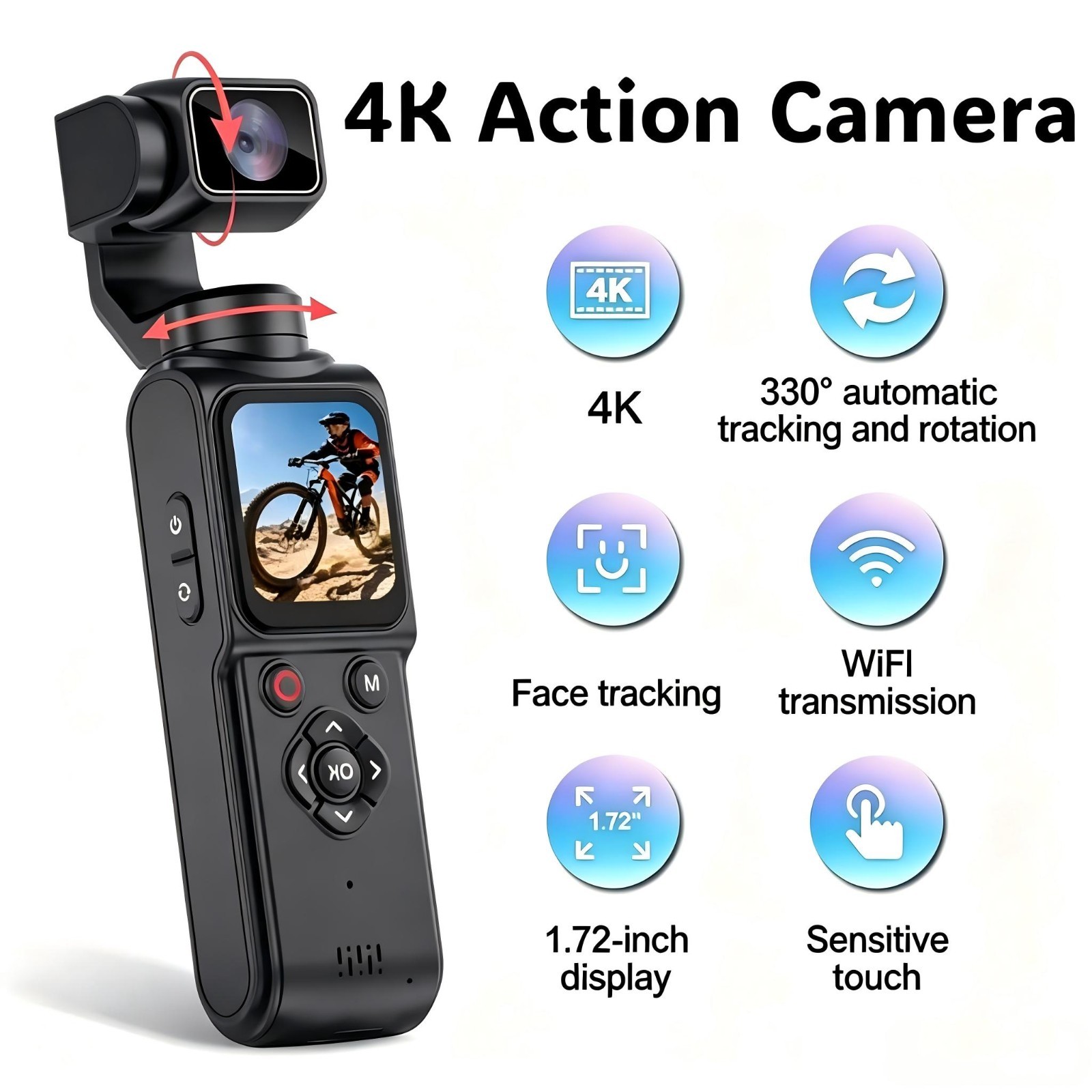 Vlogging Camera 330° Rotating Lens,Pocket Body Camera Audio & Video Recording