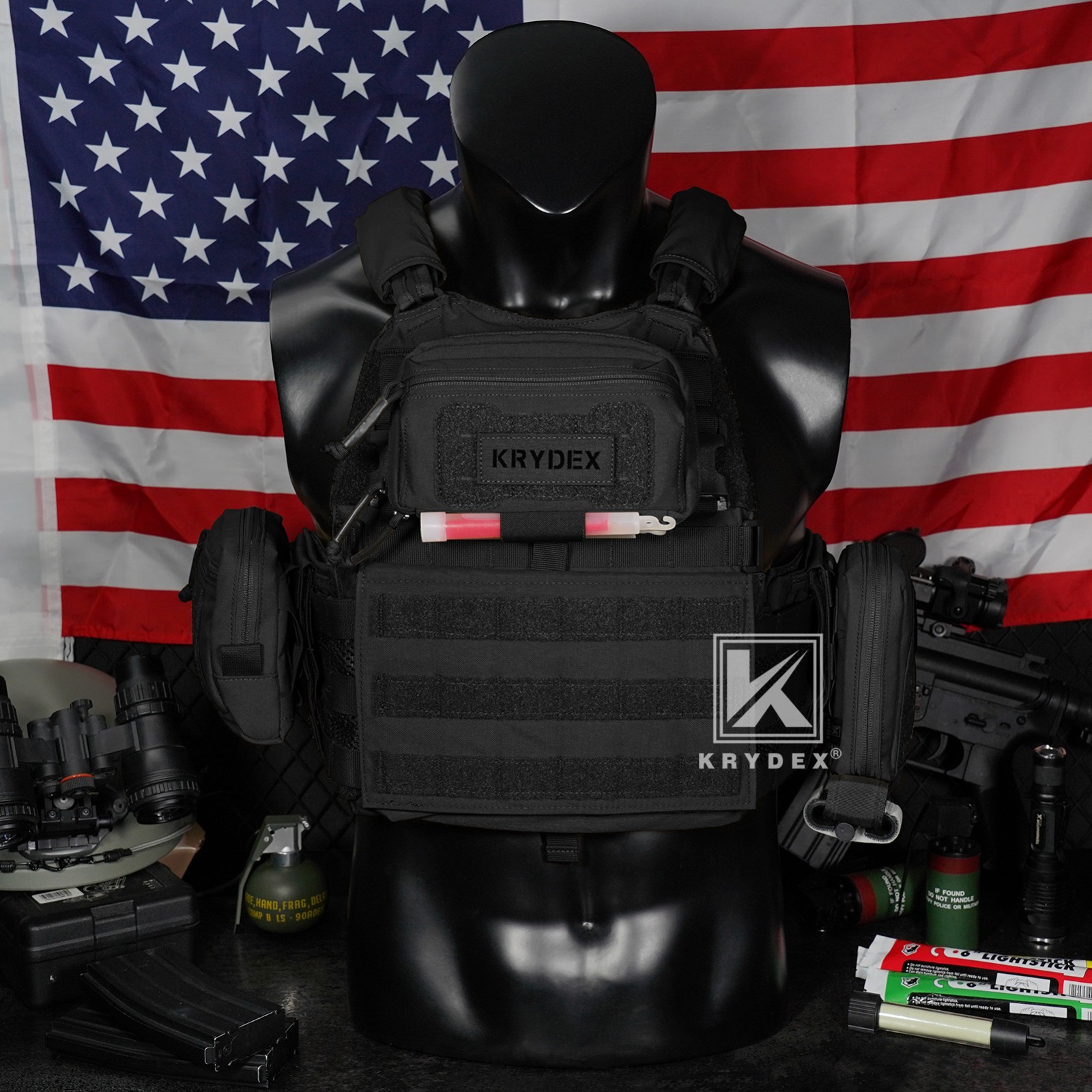 KRYDEX Tactical Modular Utility GP Pouch MOLLE Back Front Pocket Panel Small BK