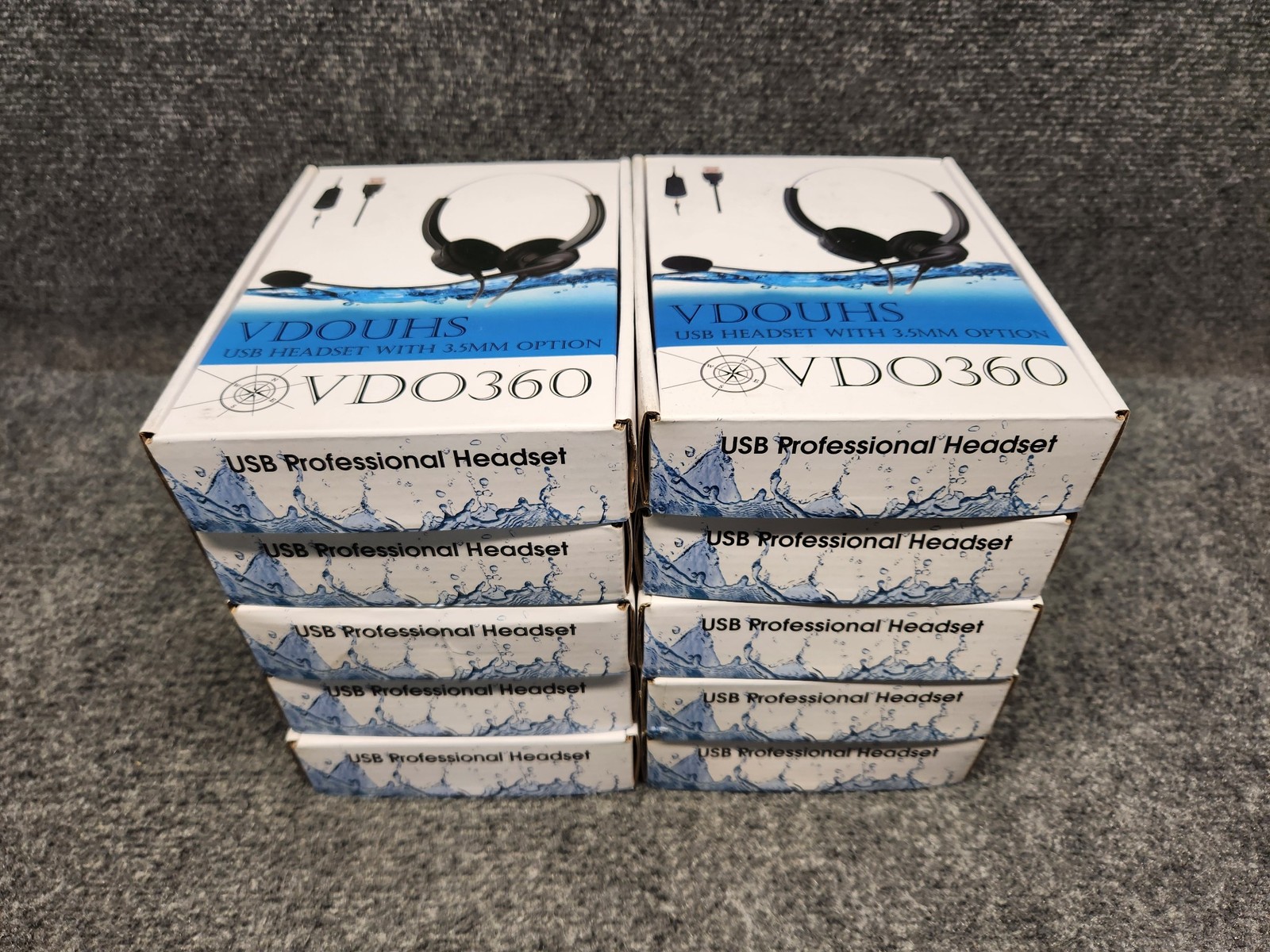 VDOUHS VDO360 Black USB Professional Headset w/3.5mm Option Boom Mic *Lot of 10*