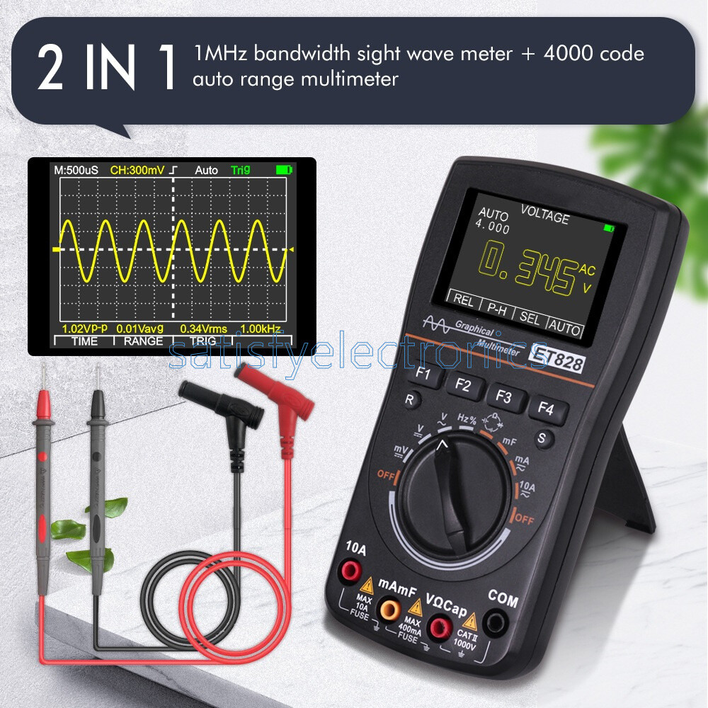 ET828 2-in-1 Intelligent Digital Oscilloscope Multimeter DC/AC Current Voltage