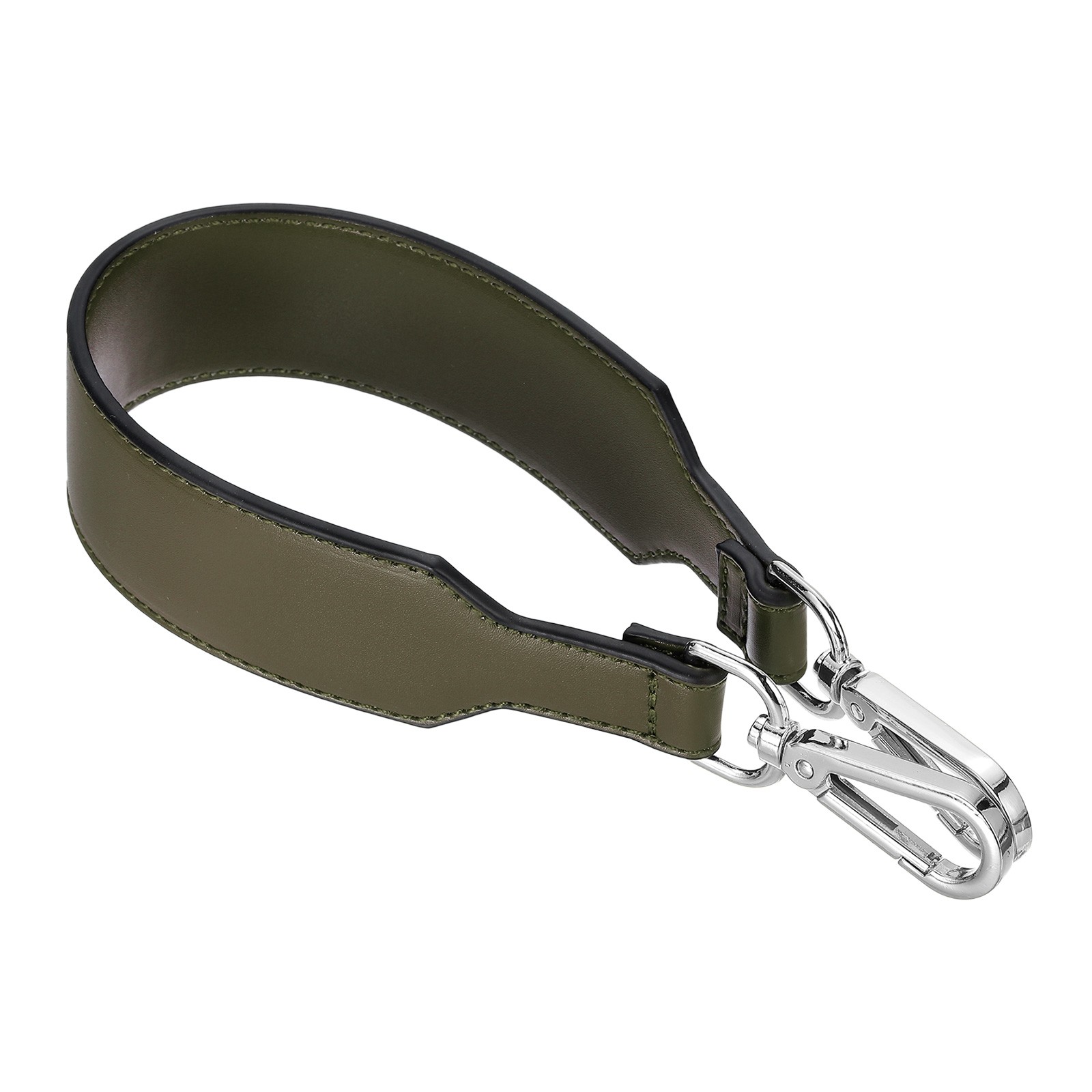 PU Leather Purse Handles Replacement, 41x3.6cm, Dark Green Silver Buckle