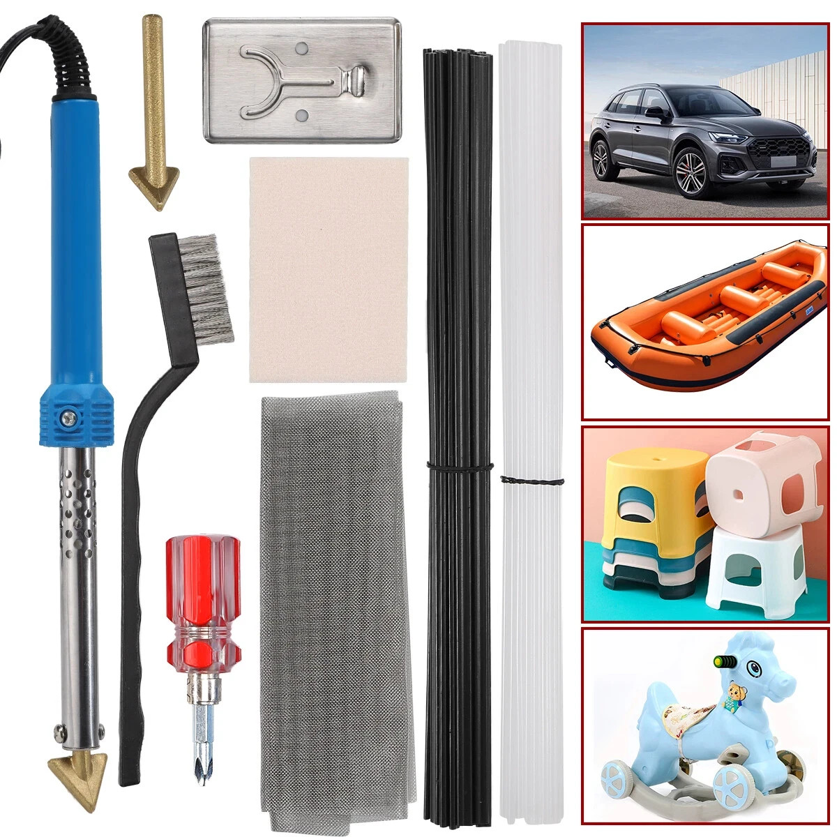 Plastic Welder Kit 80W Plastic Welding Kit with 2 Tips & 40 Rods
