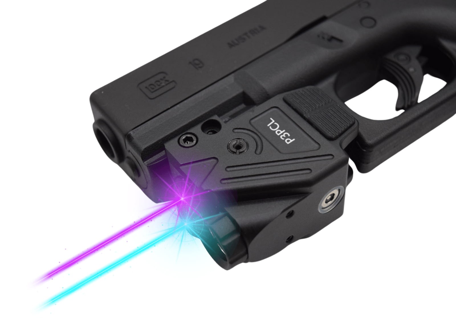 Hilight Pe Performance Purple/Cyan Laser Sight, Glock 17, Glock 19, Black, P3PCL