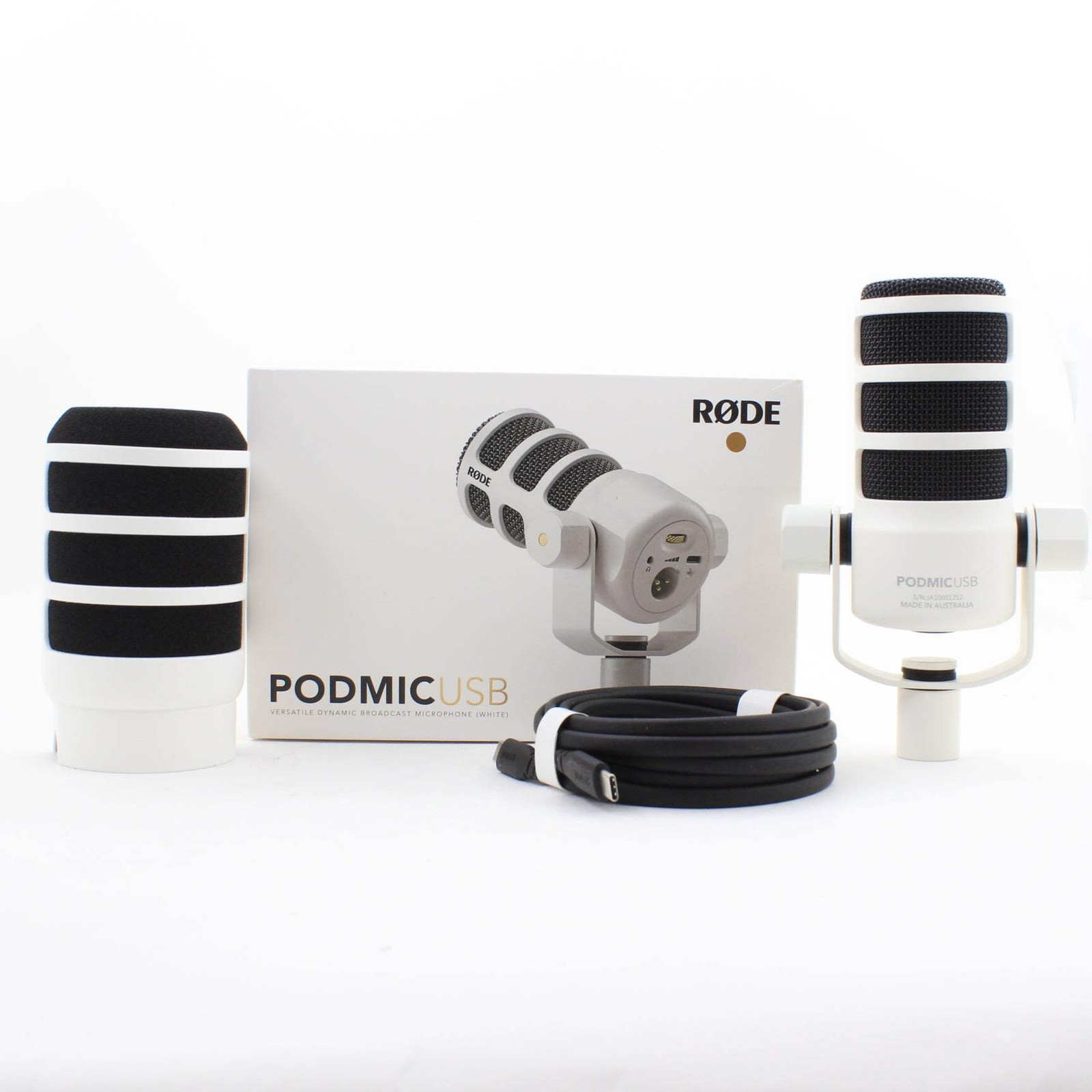 * OPEN BOX GOOD * RODE PodMic USB and XLR Dynamic Broadcast Microphone (White)