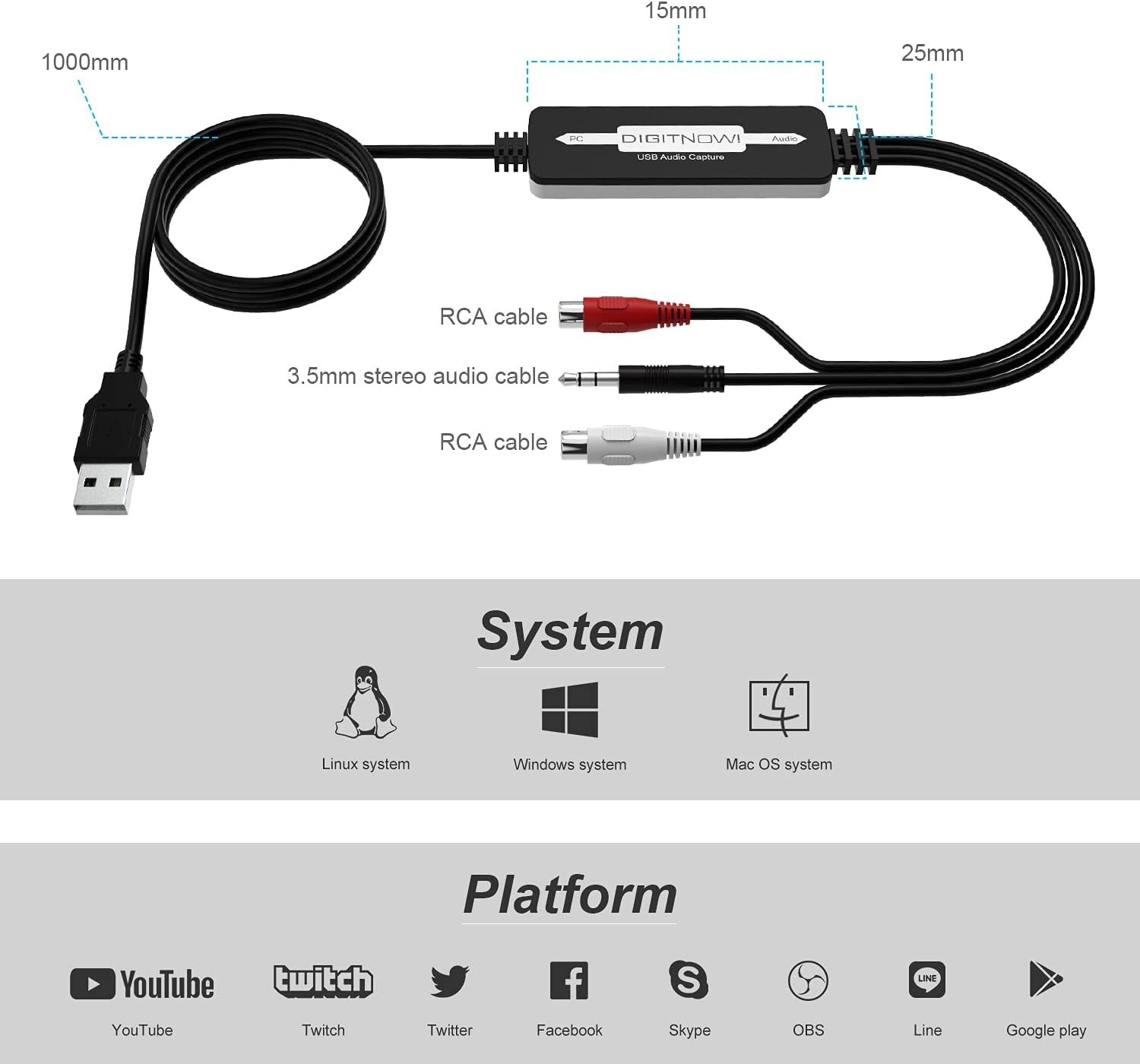 Compact USB Audio Capture for Quick Vinyl to MP3 Conversion - Mac & Windows