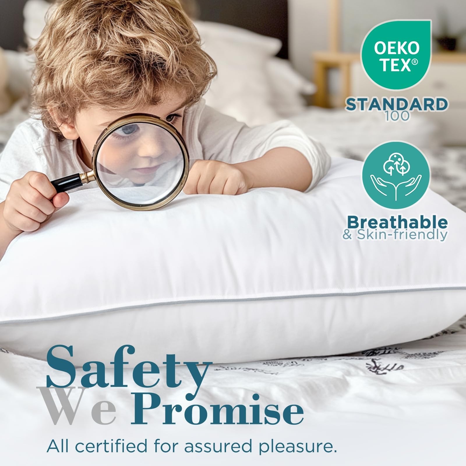 Viewstar Bed Pillows Set 2, Firm Support Down Alternative Pillows Side, Back