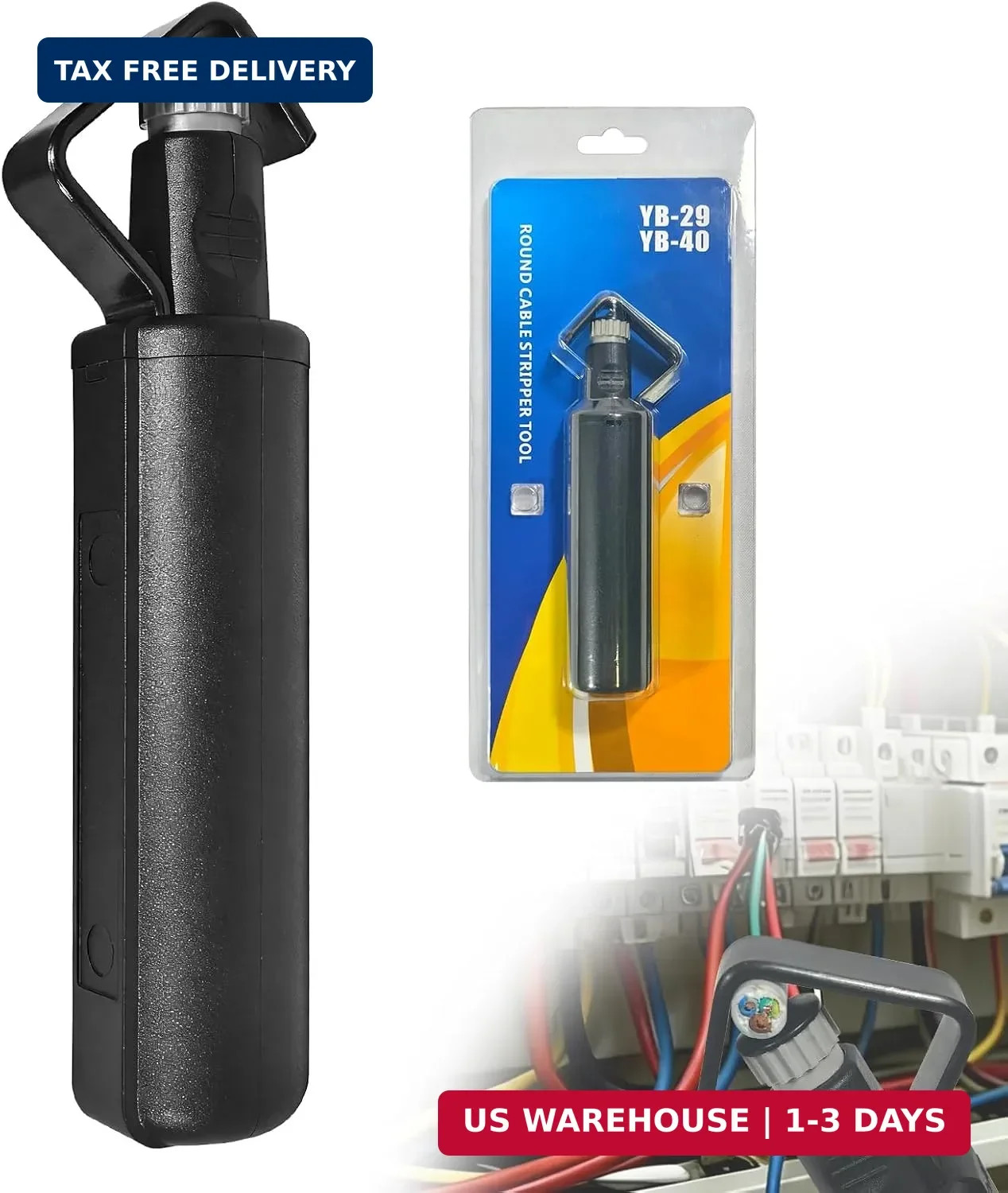 Round Cable Stripper Tool[3/16"-1 1/8" Dia, Adjustable Depth]for Longitudinal, S