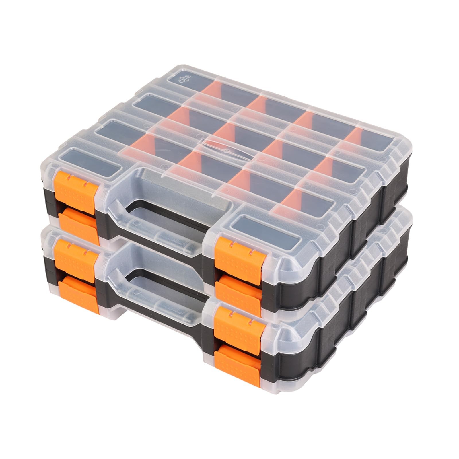 Tool with Transparent Lid, Double Side 34-Compartments Organizer with Removab...