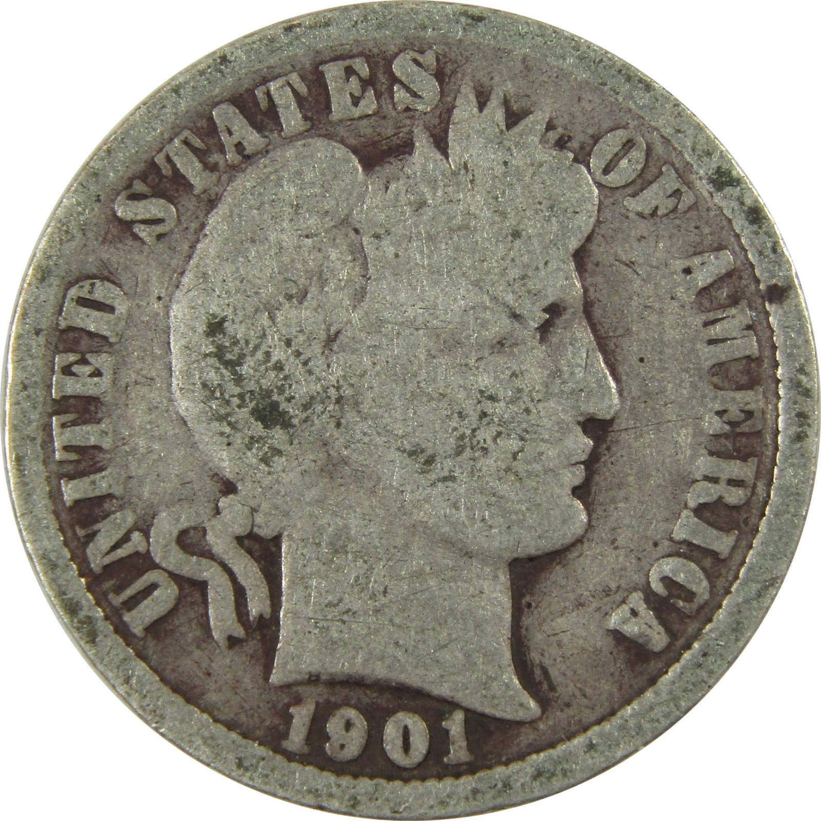 1901 O Barber Silver Dime AG About Good 10c Coin Collectible SKU:CP701