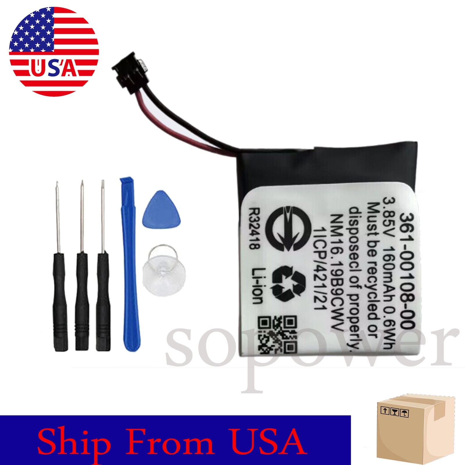 3.7V 160mAh Smartwatch Battery For Garmin Vivoactive 3, Vivoactive 3 Music,